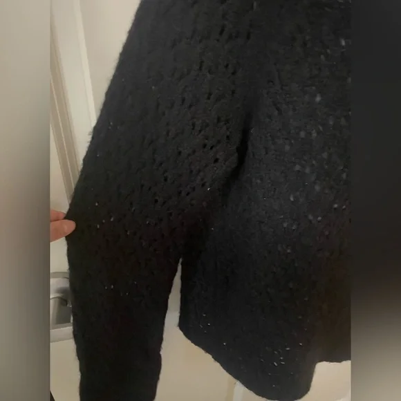 Nili Lotan Millie Black Open-Knit Alpaca & Silk See Through DesignerSweater